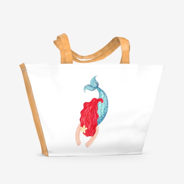 Пляжная сумка «Красавица красноволосая русалка»