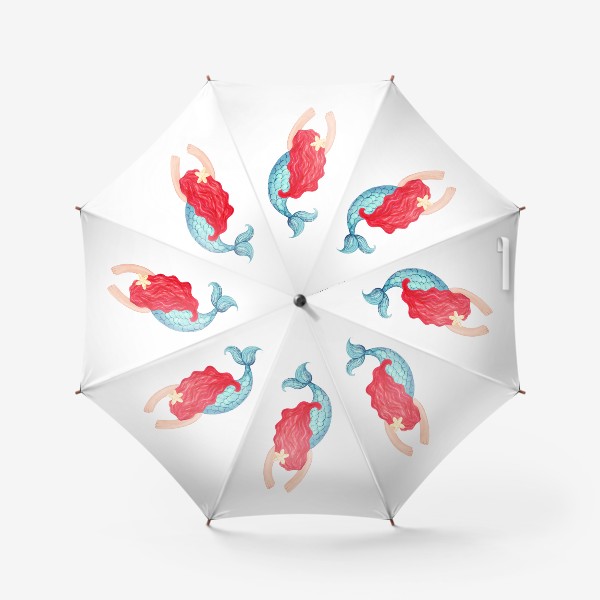 Зонт «Красавица красноволосая русалка»