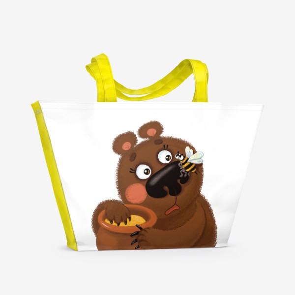 Пляжная сумка «Мишка, мёд и пчела »