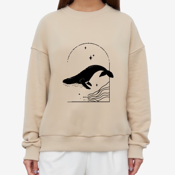 Свитшот «Кит, космический кит, минимализм»