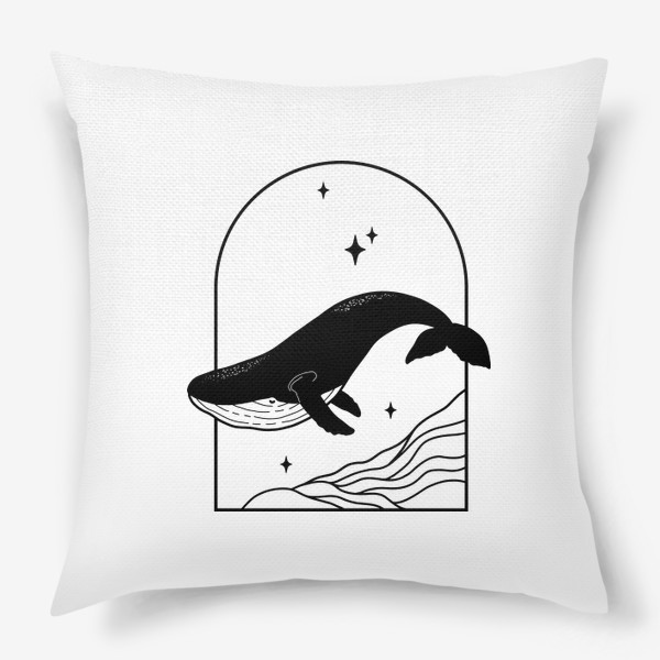Подушка «Кит, космический кит, минимализм»