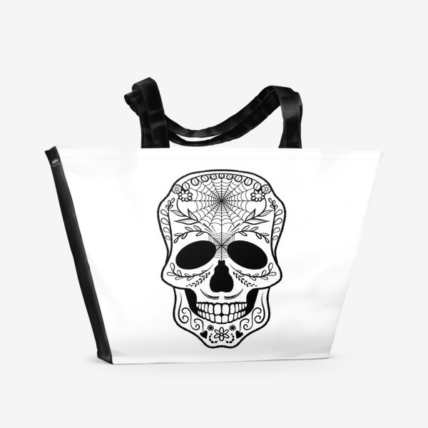 Пляжная сумка «Черно-белый череп»