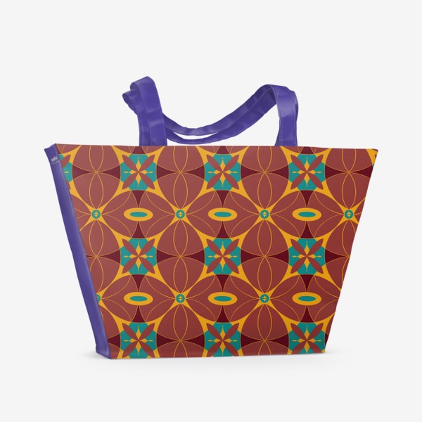 Пляжная сумка «Плитка. Цветочная геометрия. »