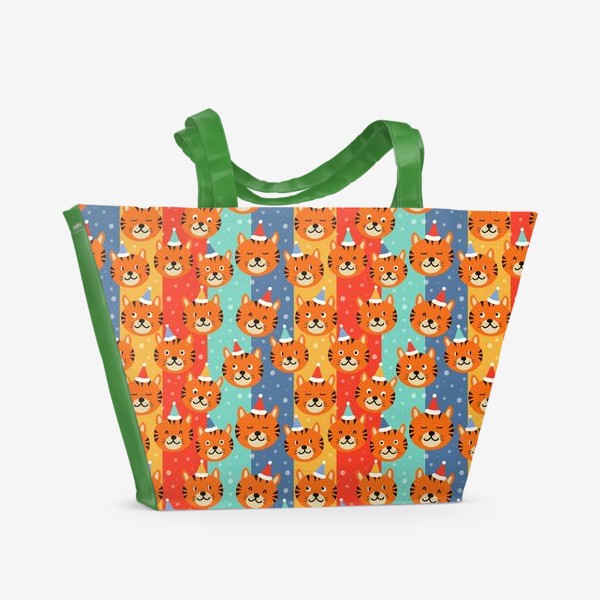 Пляжная сумка «Радужные тигры - Яркий принт»