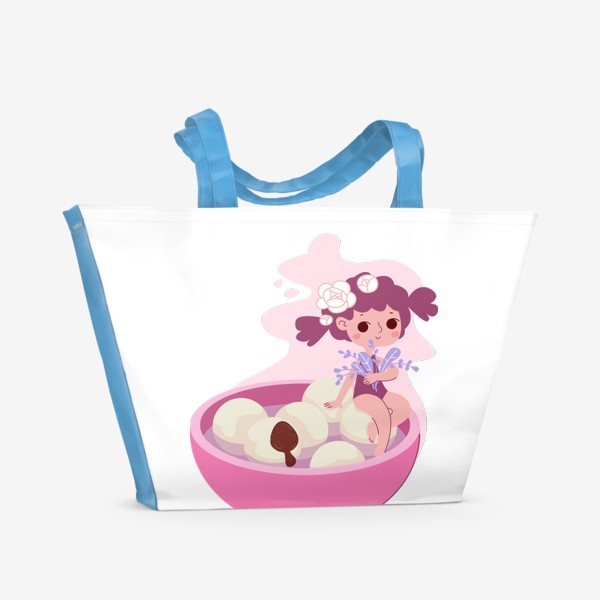 Пляжная сумка &laquo;Рисовые клецки с милой девочкой. Азиатская кухня&raquo;