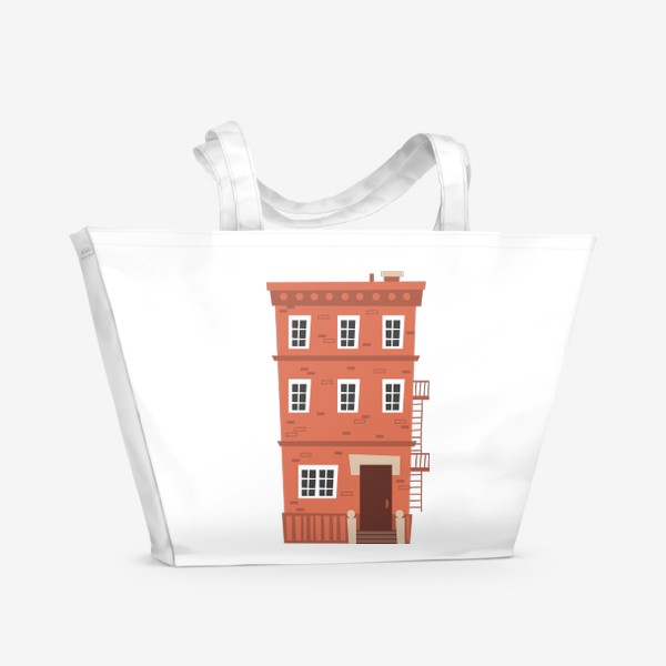 Пляжная сумка «Кирпичный многоэтажный дом»