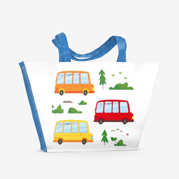 Пляжная сумка «Разноцветные автобусы»