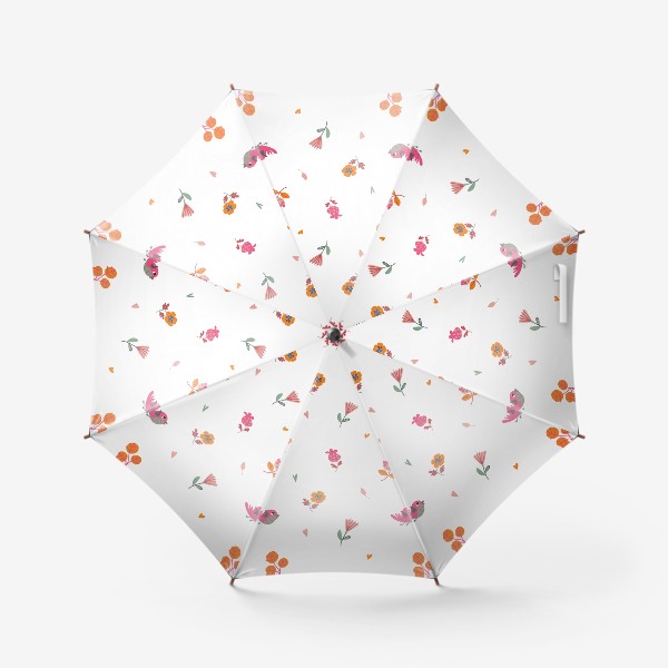 Зонт «Бесшовный паттерн. Нежный принт с птицами и цветами»