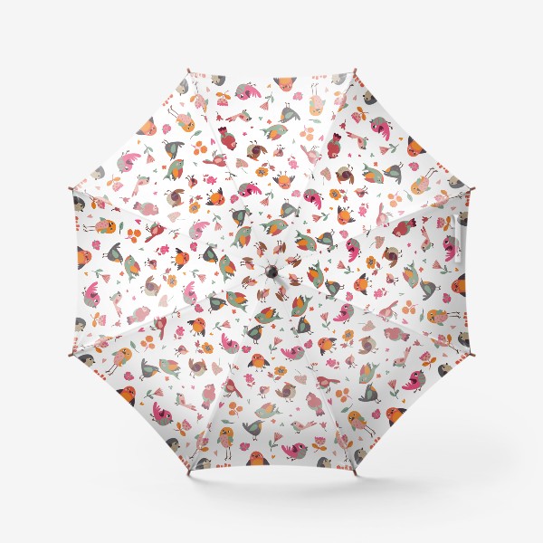 Зонт «Бесшовный паттерн. Милые птички и цветы»