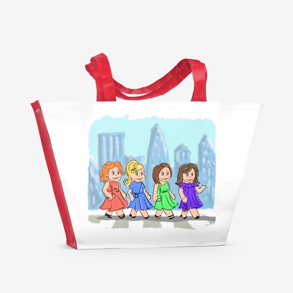 Пляжная сумка «Девушки в городе Нью-Йорке. Стиль Love is. Подружки. Диджитал. »