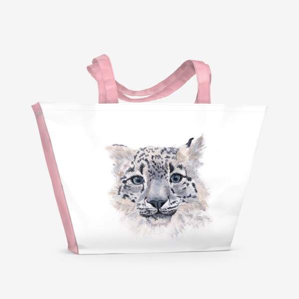 Пляжная сумка &laquo;портрет снежного барса или леопарда&raquo;