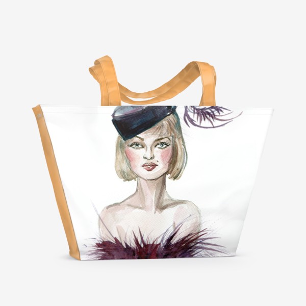 Пляжная сумка «Шляпка с перьями»