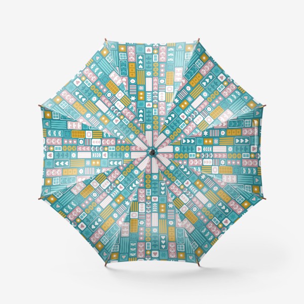 Зонт «Абстрактные мотивы - бирюзовый узор»