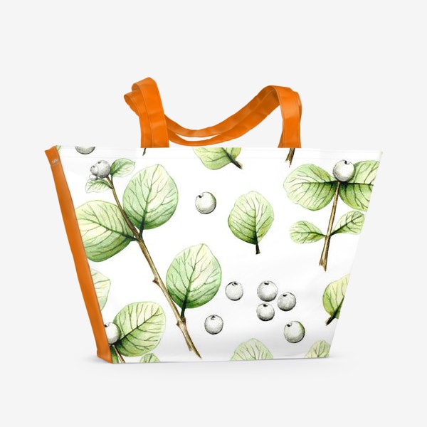 Пляжная сумка «Осенние веточки с ягодами акварель на белом фоне»