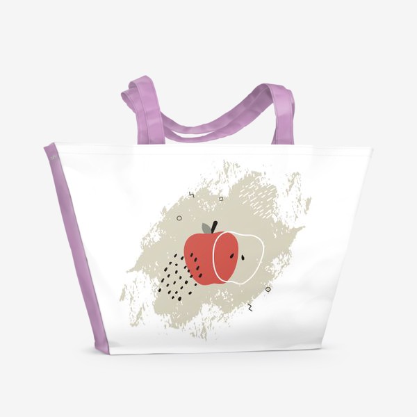 Пляжная сумка «Красное яблоко в стиле Мемфис»
