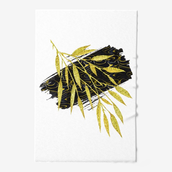 Полотенце «Абстракция с золотыми листьями»