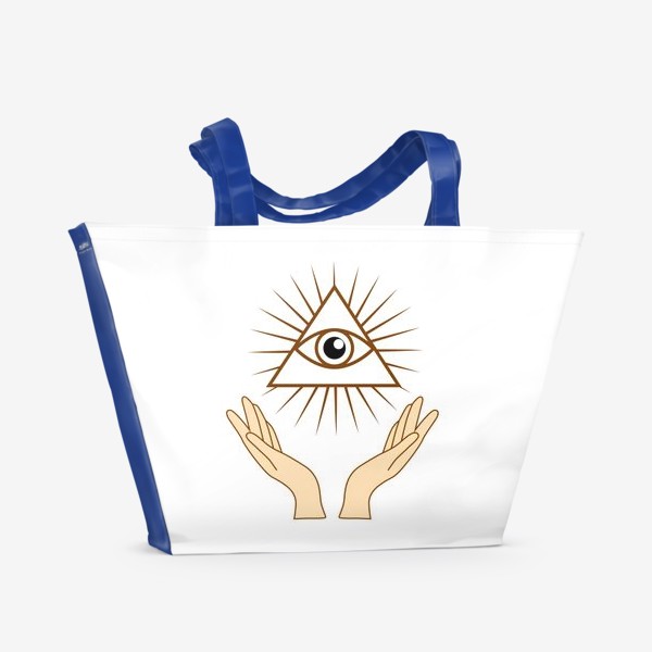 Пляжная сумка «Женские руки и Кошачий глаз в треугольнике»