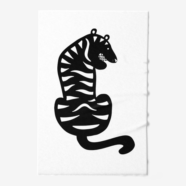 Полотенце &laquo;Тигр. Новый год 2022. Амурский тигр. Минималистичный дизайн. Стильный черно-белый принт. Для мальчиков и мужчин. Полоски&raquo;