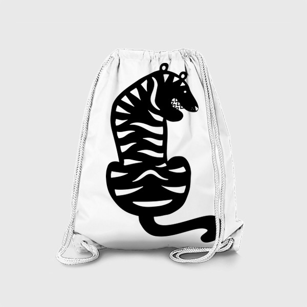 Рюкзак «Тигр. Новый год 2022. Амурский тигр. Минималистичный дизайн. Стильный черно-белый принт. Для мальчиков и мужчин. Полоски»