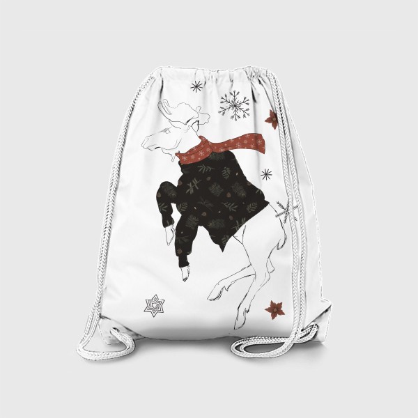 Рюкзак «Зимний линейный лось в одежде»