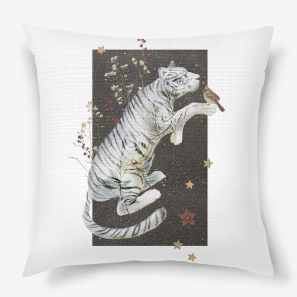 Подушка «Зимний белый тигр»