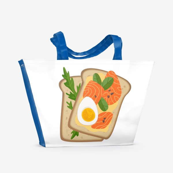 Пляжная сумка &laquo;Бутерброд с семгой и яйцом&raquo;
