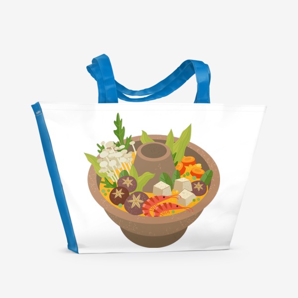 Пляжная сумка «Азиатское блюдо с морепродуктами и тофу»