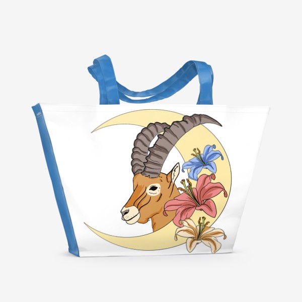 Пляжная сумка «Месяц, козел и лилии»