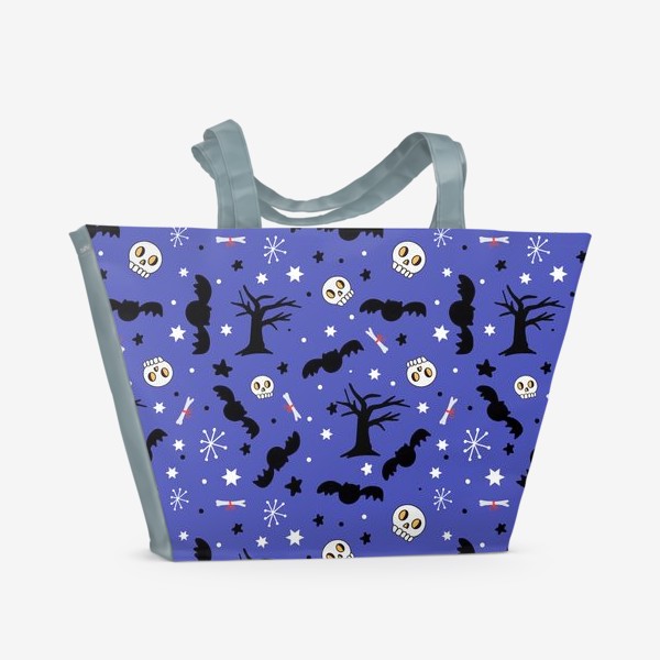Пляжная сумка «Паттерн с летучими мышами и элементами Хэллоуина»