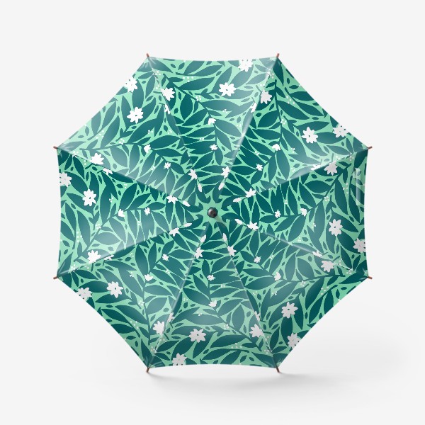 Зонт «Белые цветы с листьями на светлом фоне»
