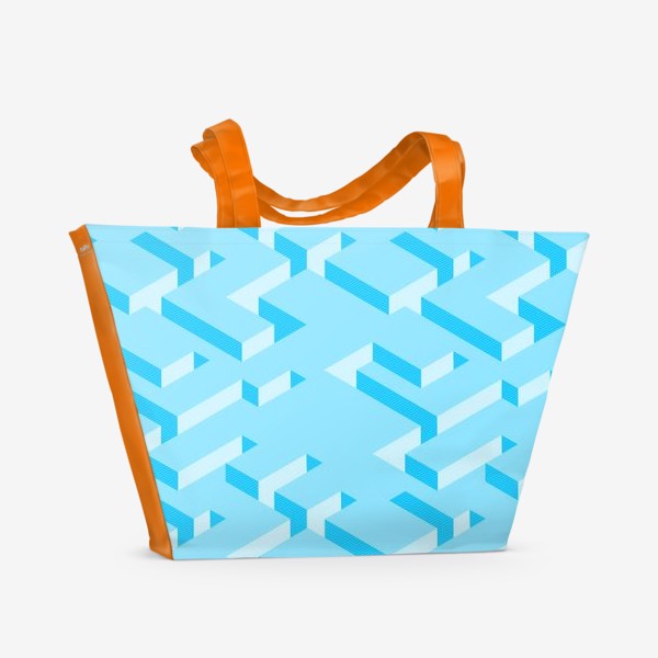 Пляжная сумка «Изометрический голубой узор»