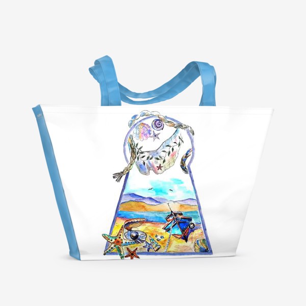 Пляжная сумка «море лодка сети природа»