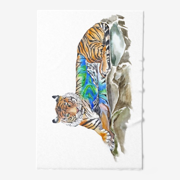 Полотенце «амурский тигр кошка хищник принт сияние»