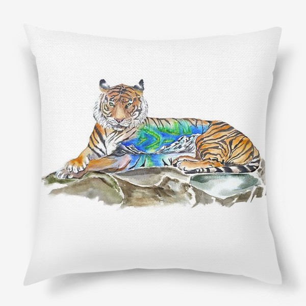 Подушка «амурский тигр кошка хищник принт сияние»