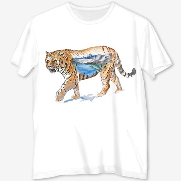 Футболка с полной запечаткой &laquo;амурский тигр тигр животные кошки хищник&raquo;