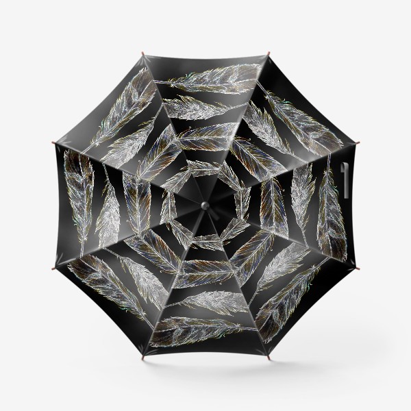 Зонт «Перья на черном фоне»