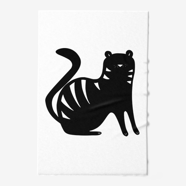 Полотенце «Тигр. Новый год 2022. Амурский тигр. Минималистичный дизайн. Стильный черно-белый принт. Для мальчиков и мужчин. Полоски»