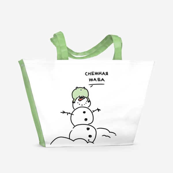 Пляжная сумка «Снежная жаба. Новогоднее. Зимнее»