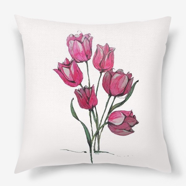 Подушка «розовые тюльпаны»