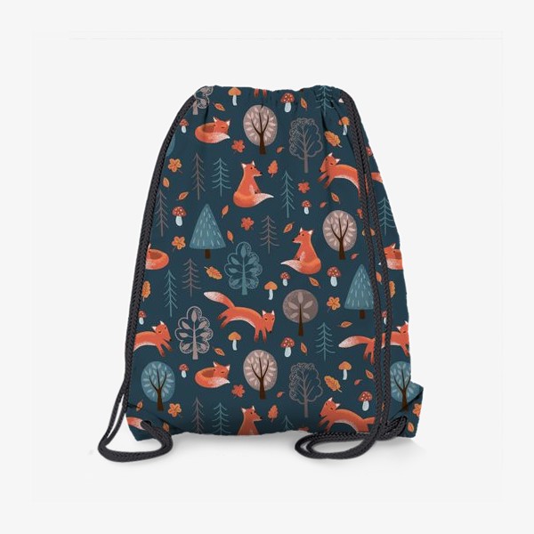 Рюкзак «Лисы в осеннем лесу на тёмном фоне»