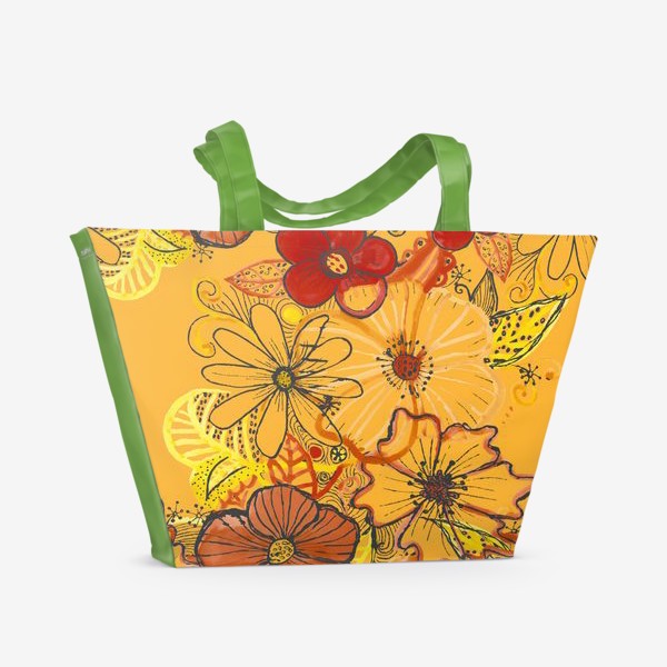Пляжная сумка «Цветы (зеатлинг) паттерн»