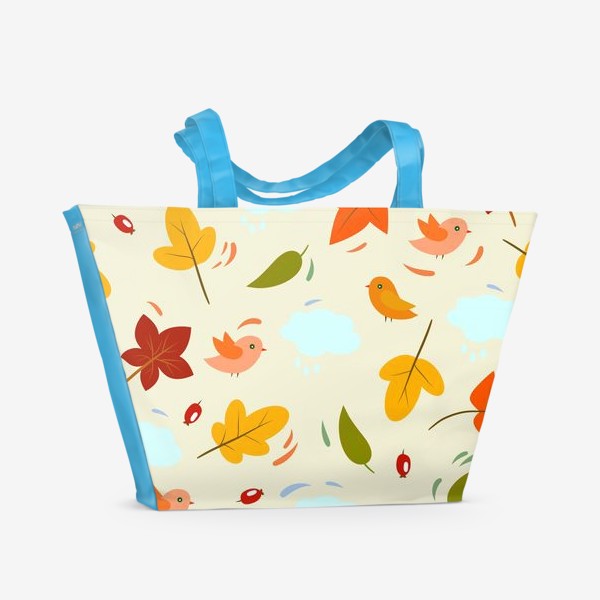 Пляжная сумка «птички и листья»