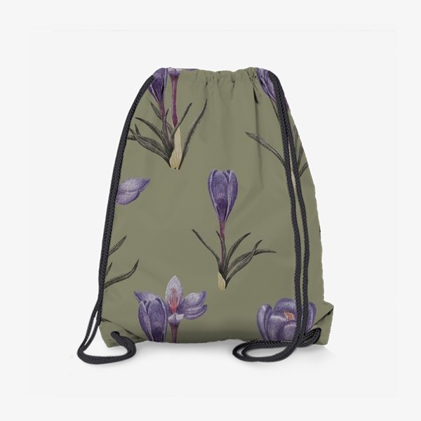 Рюкзак «Цветы шафрана на зеленом фоне»