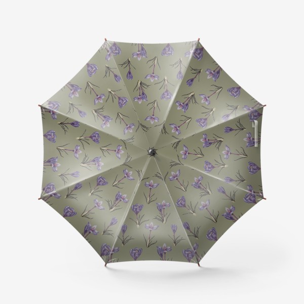 Зонт «Цветы шафрана на зеленом фоне»
