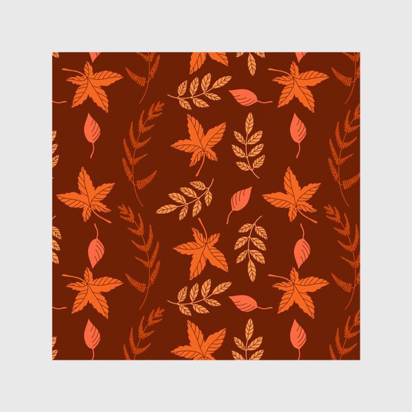 Шторы «Осенние листья на коричнево красном»