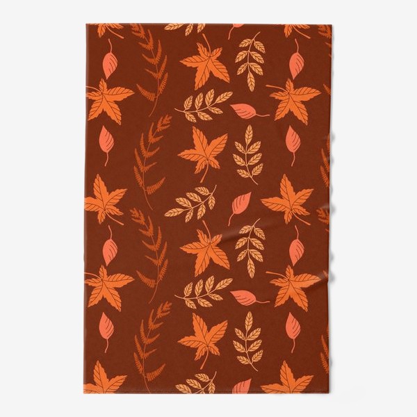 Полотенце «Осенние листья на коричнево красном»