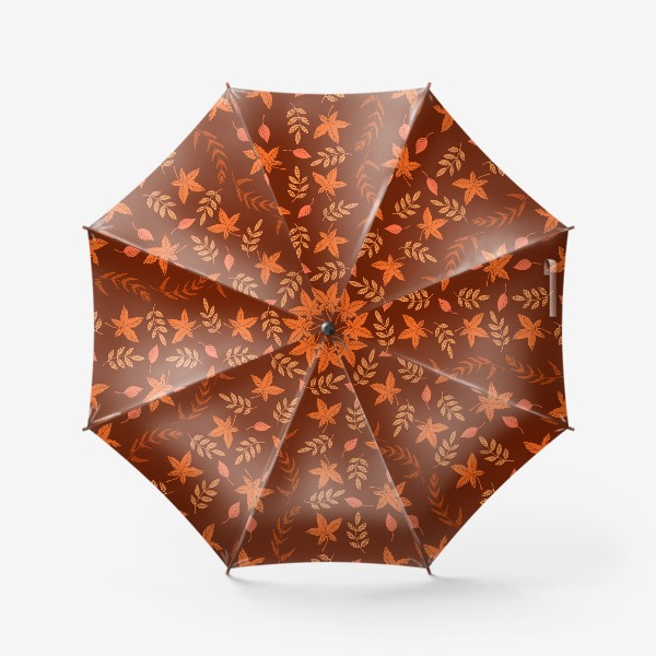 Зонт «Осенние листья на коричнево красном»