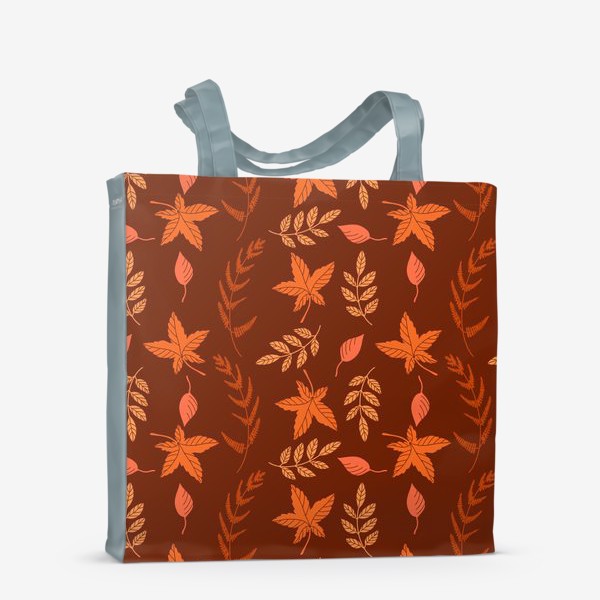 Сумка-шоппер «Осенние листья на коричнево красном»