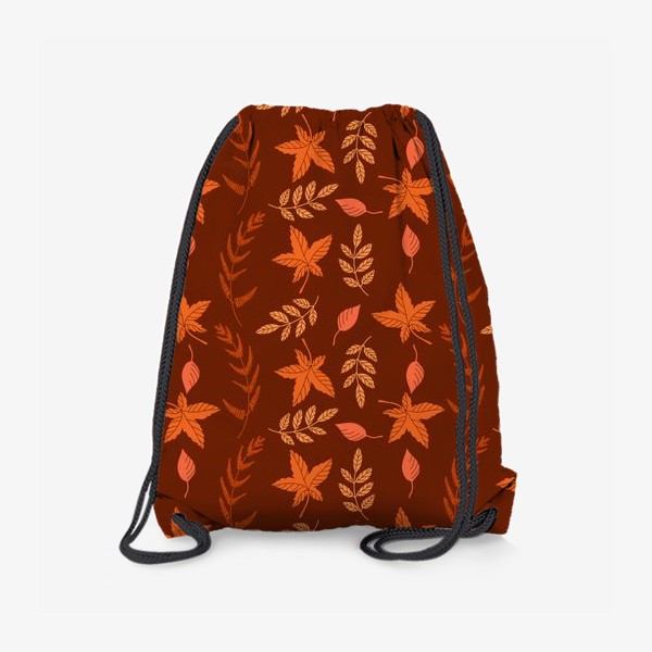 Рюкзак «Осенние листья на коричнево красном»
