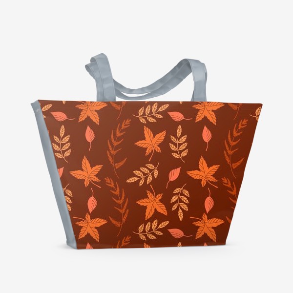 Пляжная сумка «Осенние листья на коричнево красном»